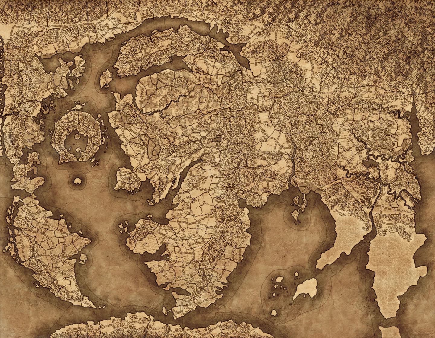 Parchment map of the Immortal Empires campaign